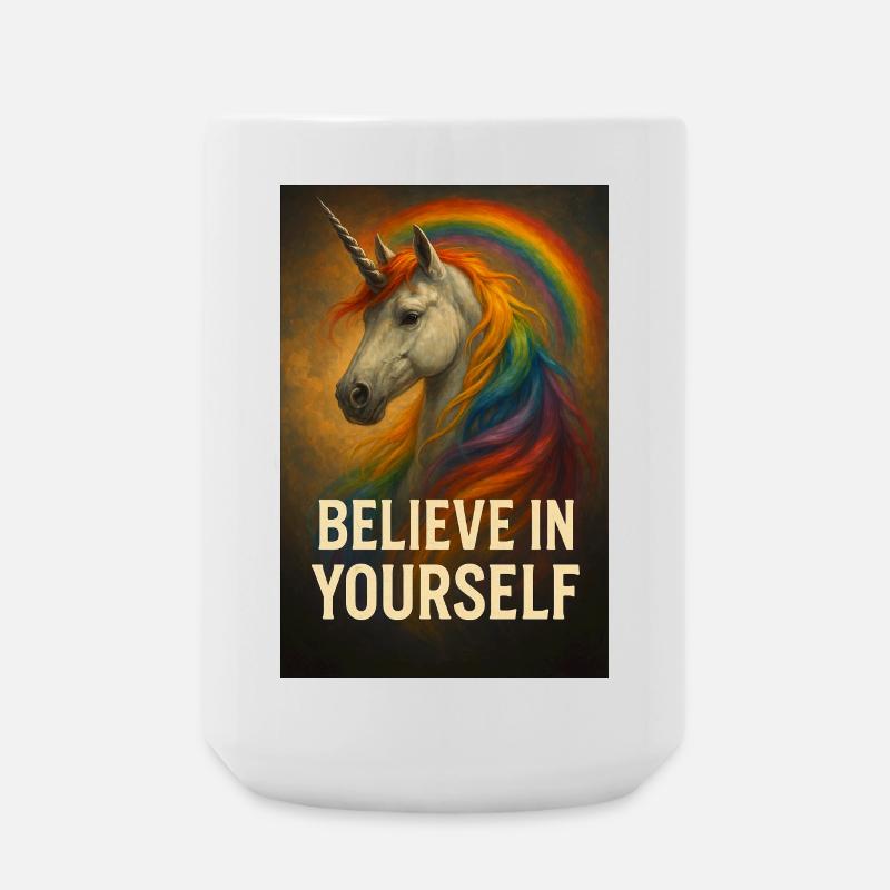 Glaub an dich selbst Einhorn Regenbogen - Große Tasse 440 ml - Weiß