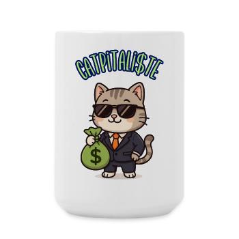 CATPITALIST - Kawaii Cat Humor - Large Mug 440 ml - white - Front
