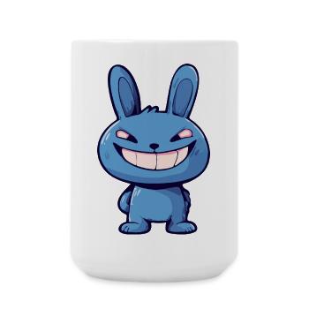 Evil Blue Bunny – Creepy Cute Cartoon Animal Art - Large Mug 440 ml - white - Front