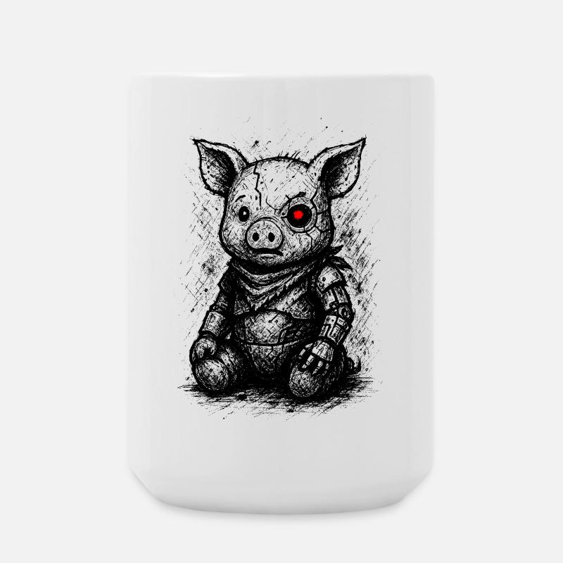 Cybernetic Piggy - Large Mug 440 ml - white