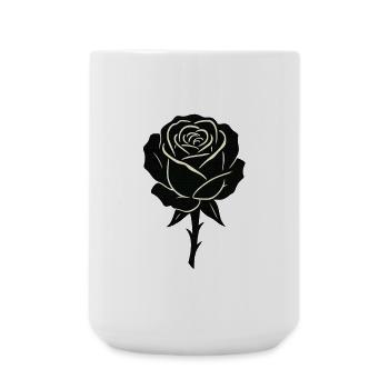 Schwarze Rose Umrissdesign - Große Tasse 440 ml - Weiß - Vorne