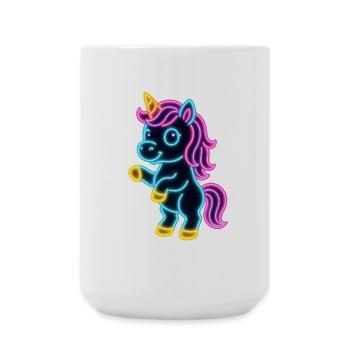 Süßes Neon Einhorn stehend | Bunt und leuchtend - Große Tasse 440 ml - Weiß - Vorne