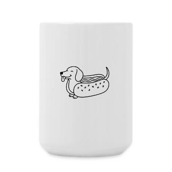 Dackel Dachshund Hot Dog Line Art - Große Tasse 440 ml - Weiß - Vorne