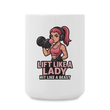 Lift Like A Lady Gym Girl Power Fitness Workout - Grande tasse 440 ml - blanc - Devant