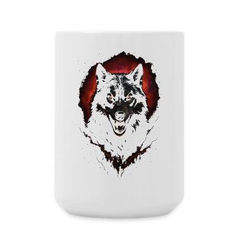 Dunkler Wolf, intensive Nachtkreatur, roter Heiligenschein - Große Tasse 440 ml - Weiß - Vorne