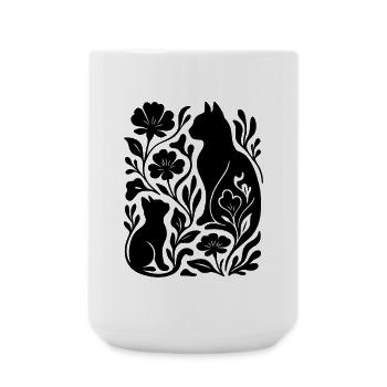 Elegant Cats & Flowers – Stylish - Large Mug 440 ml - white - Front