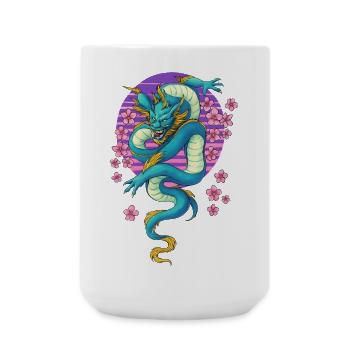 Drache Japanisch Sakura - Große Tasse 440 ml - Weiß - Vorne