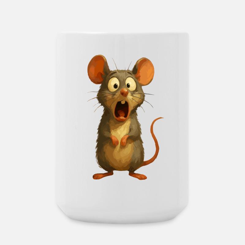 Funny Cartoon Mouse Surprised Comic Animal Motif - Large Mug 440 ml - white