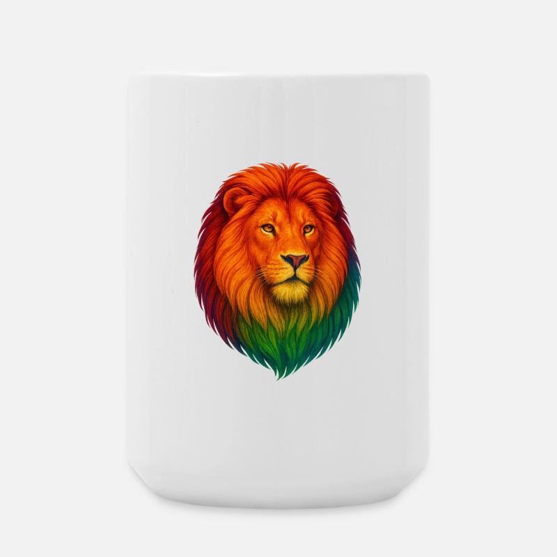 Regenbogenlöwe Porträt - Große Tasse 440 ml - Weiß