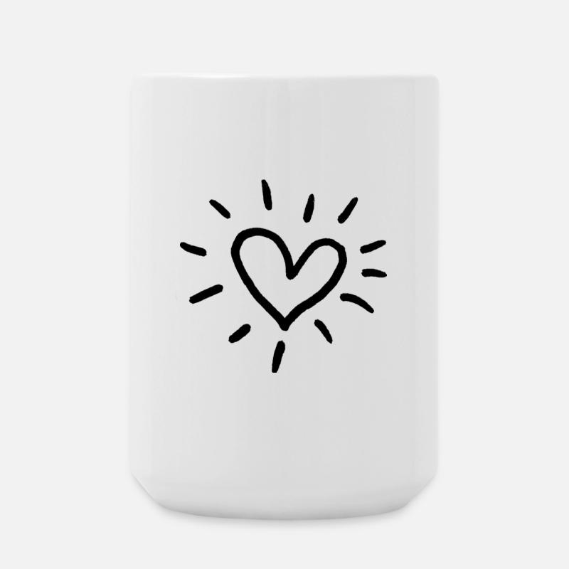 Heart Sun Doodle: Love Stick Art - Large Mug 440 ml - white