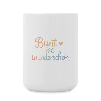 🌈 Regenbogen Shirt „Bunt ist wunderschön“ LGBTQ+ - Große Tasse 440 ml - Weiß - Vorne