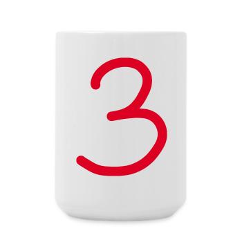3 Nummer drei Zahl rot Geburtstag - Große Tasse 440 ml - Weiß - Vorne