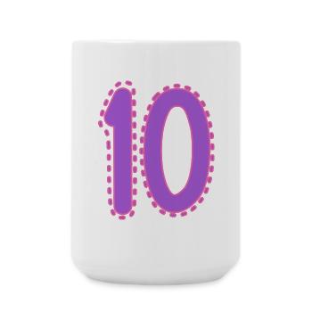 10. 10 JAHRE. 10-JÄHRIGES JUBILÄUM. 10-JÄHRIGES JUBILÄUM. - Große Tasse 440 ml - Weiß - Vorne