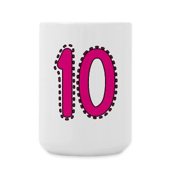 10. 10 JAHRE. 10-JÄHRIGES JUBILÄUM. 10-JÄHRIGES JUBILÄUM. - Große Tasse 440 ml - Weiß - Vorne