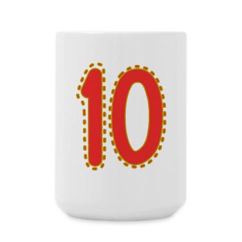 10. 10 JAHRE. 10-JÄHRIGES JUBILÄUM. 10-JÄHRIGES JUBILÄUM. - Große Tasse 440 ml - Weiß - Vorne