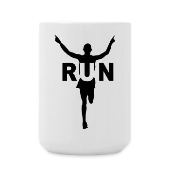 Run, course à pied, jogging , marathon - Grande tasse 440 ml - blanc - Devant
