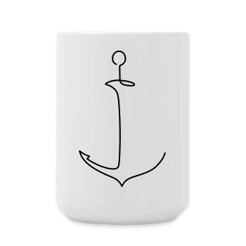  Stilisierter Anker - Maritim Segelboot Meer  - Große Tasse 440 ml - Weiß - Vorne