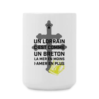 Croix lorraine et chope jaune - Grande tasse 440 ml - blanc - Devant