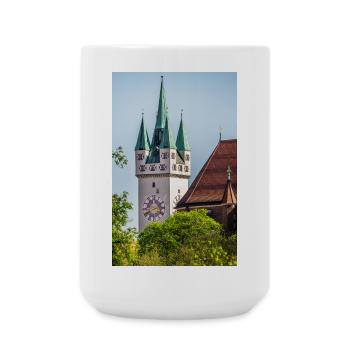 Straubing city tower - Large Mug 440 ml - white - Front