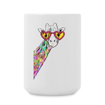 Sneaky Giraffe Rainbow Neck Heart Sunnglasses I - Large Mug 440 ml - white - Front