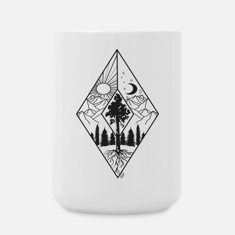 Diamond Day Night Mountains - Large Mug 440 ml - white