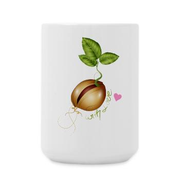keimendes Samenkorn - Gärtnern mit Liebe - Große Tasse 440 ml - Weiß - Vorne