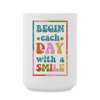 t-shirt de motivation smile day effet grunge - Grande tasse 440 ml - blanc - Devant