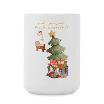 Frohes gesegnetes Weihnachtsfest beige Christbaum - Große Tasse 440 ml - Weiß - Vorne