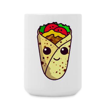 Kawaii Wrap, Döner, Taco - Sweet Street Food Design - Large Mug 440 ml - white - Front