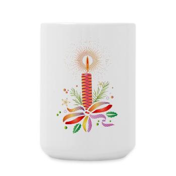 Bougie de Noël rouge vif pour Noël - Grande tasse 440 ml - blanc - Devant