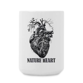 Nature Heart Herz mit Wurzel Baum - Große Tasse 440 ml - Weiß - Vorne
