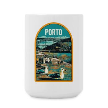 Porto, Douro & Ponte D. Luis: Illustration - Große Tasse 440 ml - Weiß - Vorne