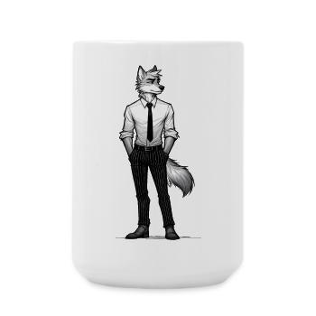 Dapper Wolf: Business Casual Beast - Large Mug 440 ml - white - Front