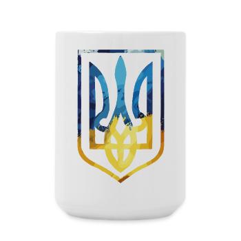 Armoiries de l’Ukraine Drapeau ukrainien Trysub Cadeau - Grande tasse 440 ml - blanc - Devant