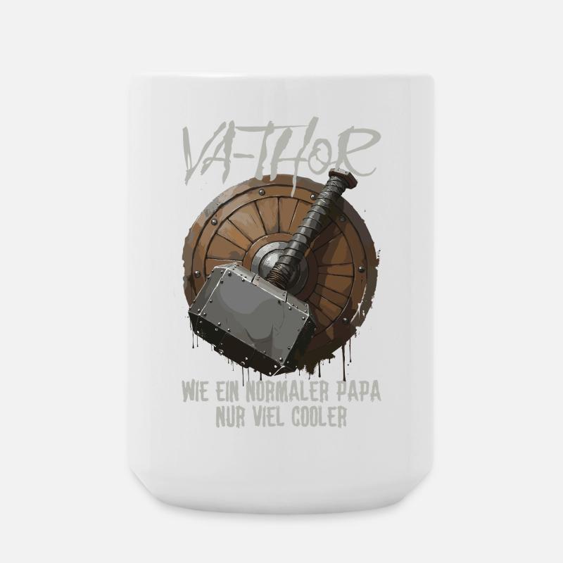 Viking Schild mit Hammer Design Va-Thor Vatertag - Große Tasse 440 ml - Weiß