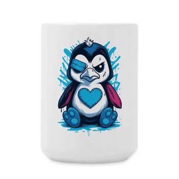 Punk Pinguin Cartoon Herz Street Art Gothic - Große Tasse 440 ml - Weiß - Vorne