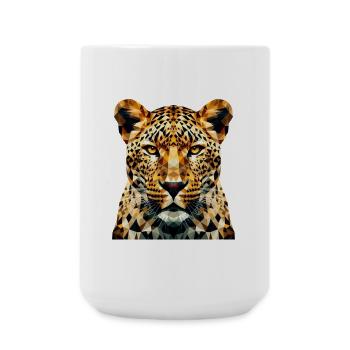 Ein Leopard im Polygon-Stil - Große Tasse 440 ml - Weiß - Vorne