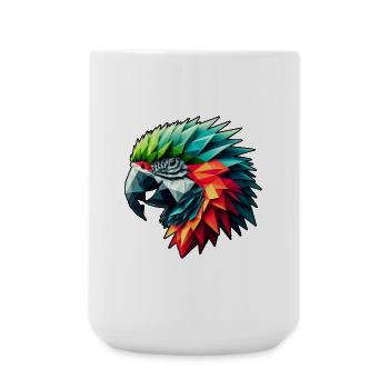 Papagei in Polygon Design Bunt - Große Tasse 440 ml - Weiß - Vorne