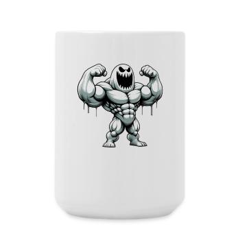 White Monster - Muskelmonster Gym Training - Große Tasse 440 ml - Weiß - Vorne
