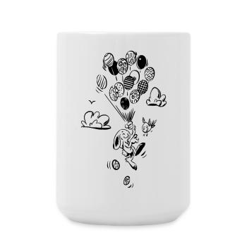 Fliegender Hase mit Luftballons - Große Tasse 440 ml - Weiß - Vorne