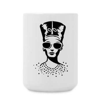 A woman wearing sunglasses with Nefertiti hat - Large Mug 440 ml - white - Front