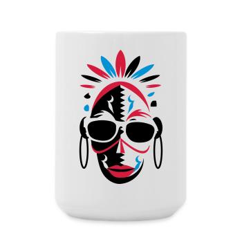 Un masque africain avec des lunettes de soleil - Grande tasse 440 ml - blanc - Devant