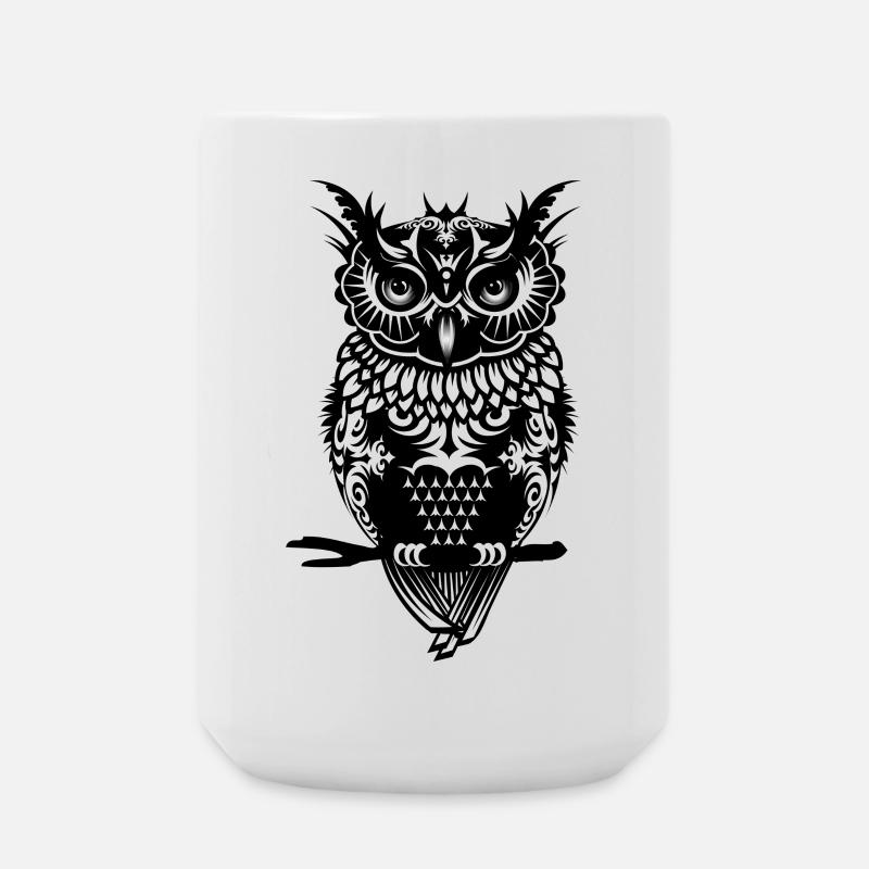 dunkle Eule mit einem geheimnisvollen Blick - Große Tasse 440 ml - Weiß