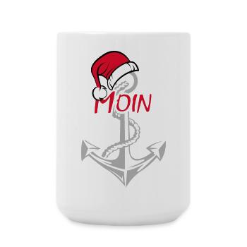 xmas weihnachten moin see symbol anker anchor - Große Tasse 440 ml - Weiß - Vorne