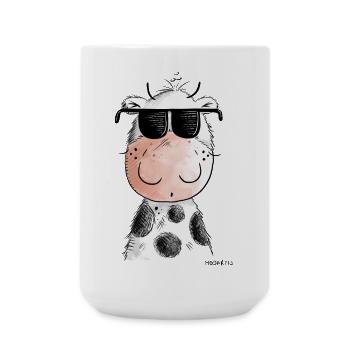 Coole Kuh mit Brille I Kuh mit Sonnenbrille - Große Tasse 440 ml - Weiß - Vorne