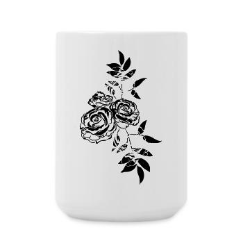 Rose Flowers Leaves - Large Mug 440 ml - white - Front