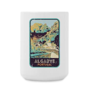 Retro-Abzeichen, Algarve Portugal, Strand Sommersonne - Große Tasse 440 ml - Weiß - Vorne