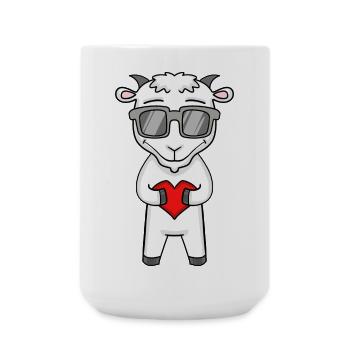 Ziege mit Sonnenbrille und Herz - Große Tasse 440 ml - Weiß - Vorne