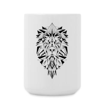 Geometric Lion Head Chart - Large Mug 440 ml - white - Front