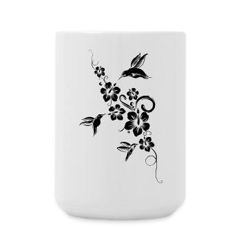 Kolibri Hibiskus Sommer Hummingbird - Große Tasse 440 ml - Weiß - Vorne